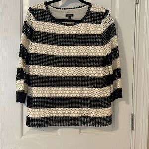 Talbots striped lace top